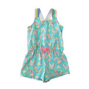 Cynthia Rowley Aqua Rainbow and Floral Kids Romper | Girls XS (4)